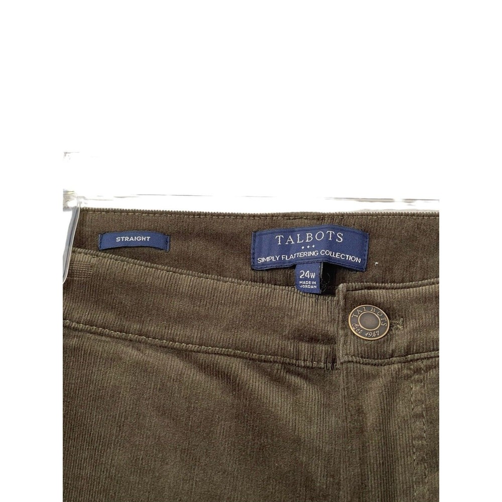 Talbots Simply Flattering 5 Pocket‎ Corduroy Pants 24W Plus Olive Straight NWT - Picture 3 of 11